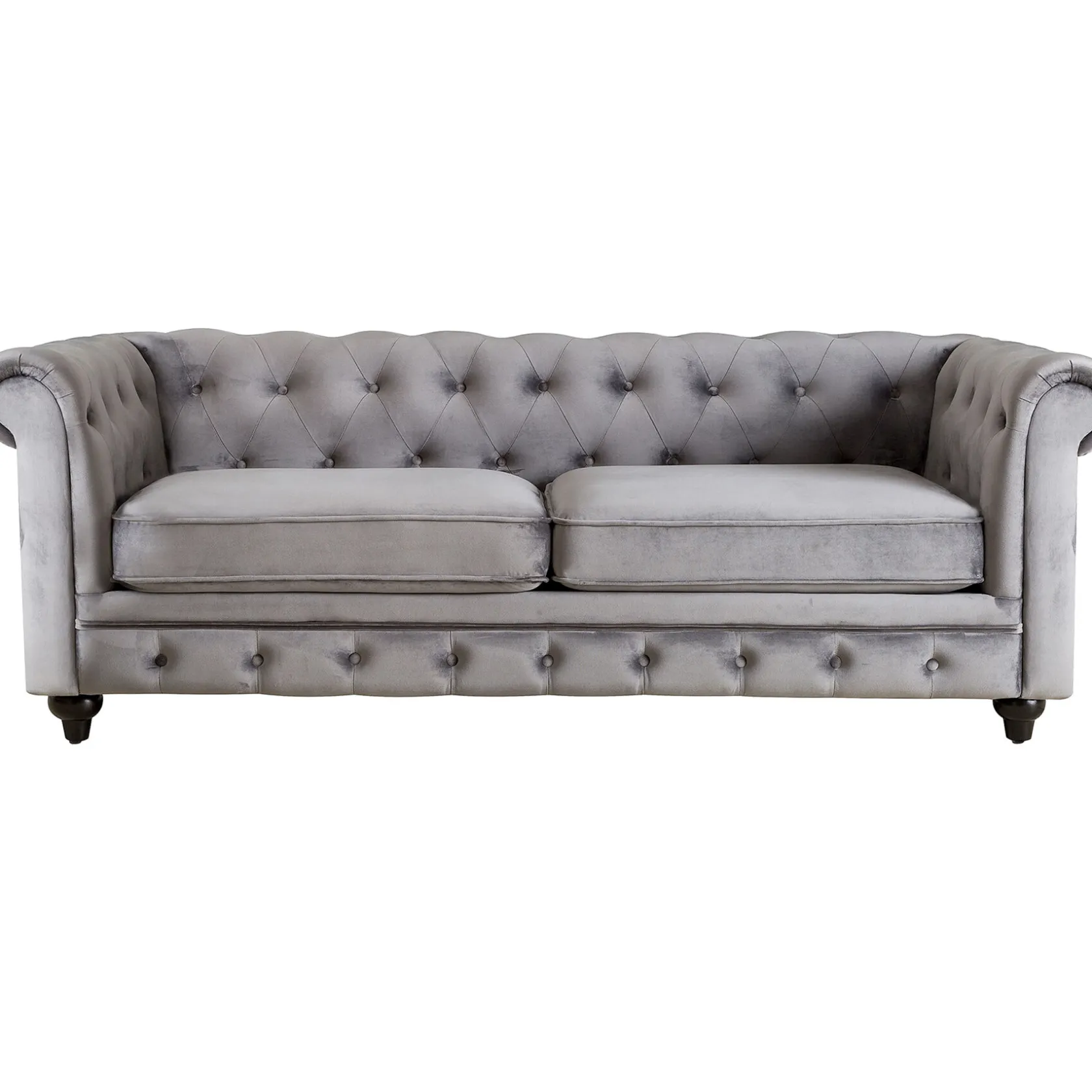 * Providence Chesterfield Grey Velvet Tufted Sofa, 79 Promotion