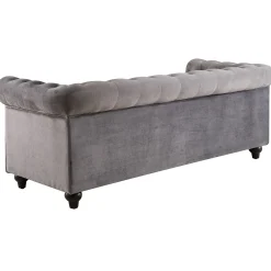 * Providence Chesterfield Grey Velvet Tufted Sofa, 79 Promotion
