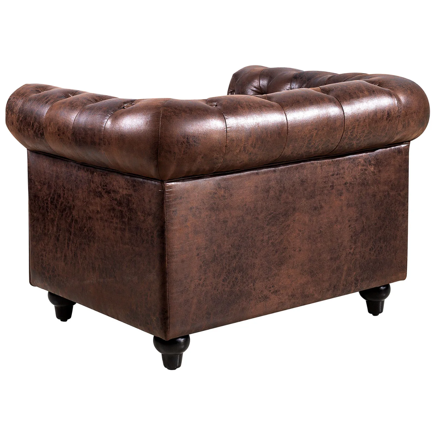 * Providence Chesterfield Tufted Brown Faux Leather Rolled Arm Chair Online Discount