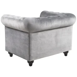 * Providence Chesterfield Tufted Grey Velvet Rolled Arm Chair Discount Online