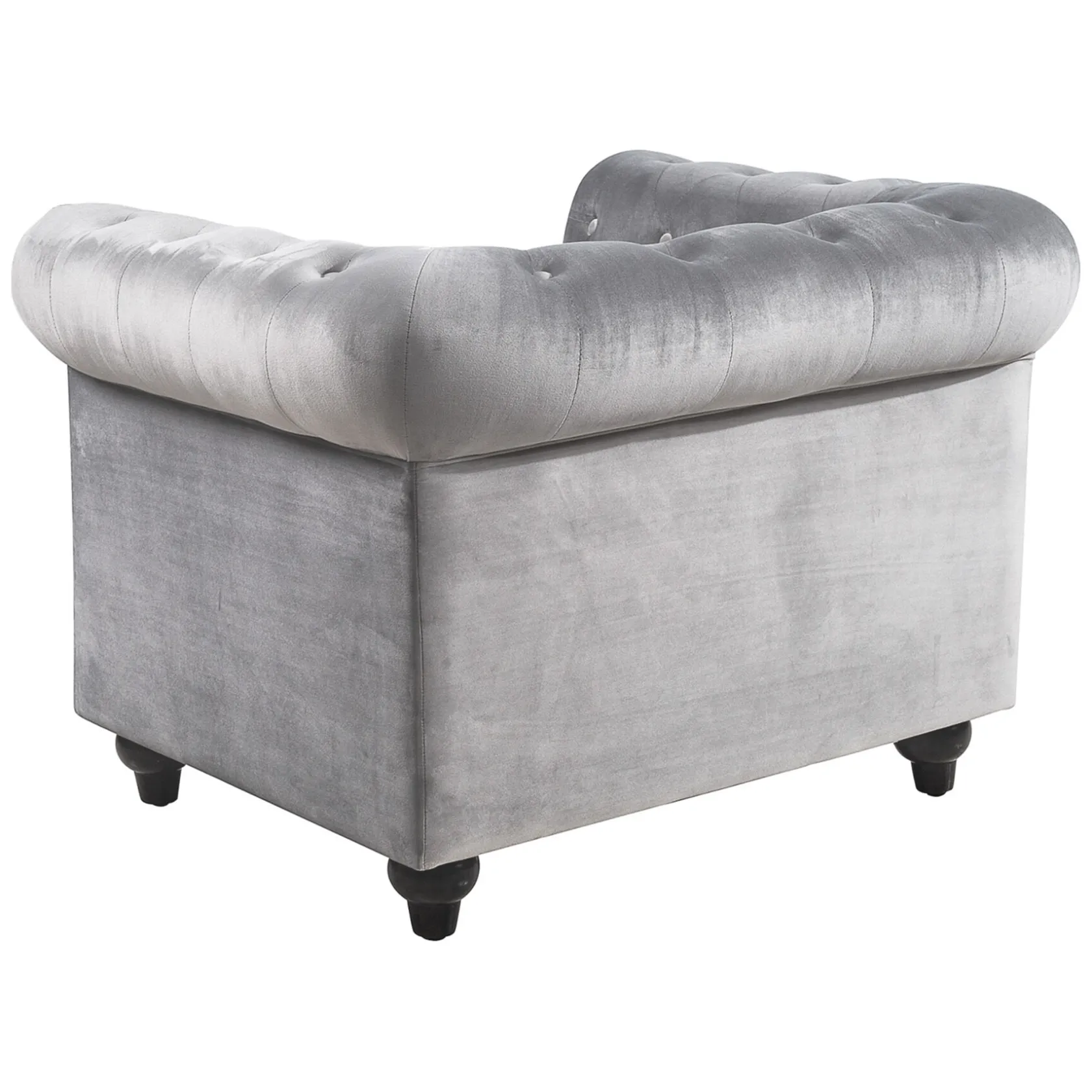 * Providence Chesterfield Tufted Grey Velvet Rolled Arm Chair Discount Online