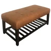 * Providence Collins Leather Bench, Brown Opening Sales