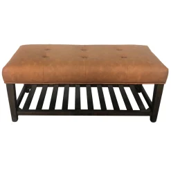 * Providence Collins Leather Bench, Brown Opening Sales