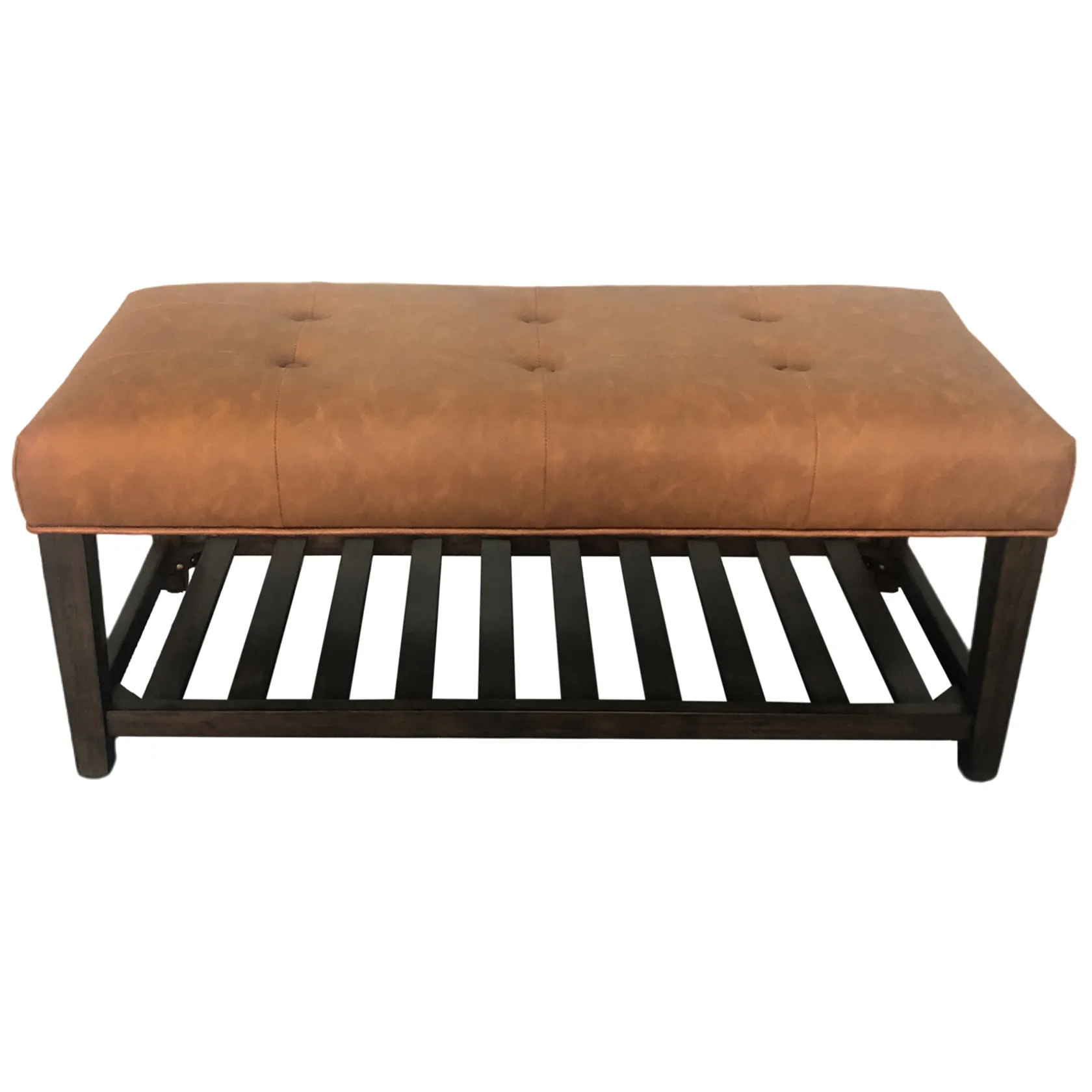 * Providence Collins Leather Bench, Brown Opening Sales