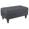 * Providence Jasmine Linen Storage Ottoman, Charcoal Grey Premium