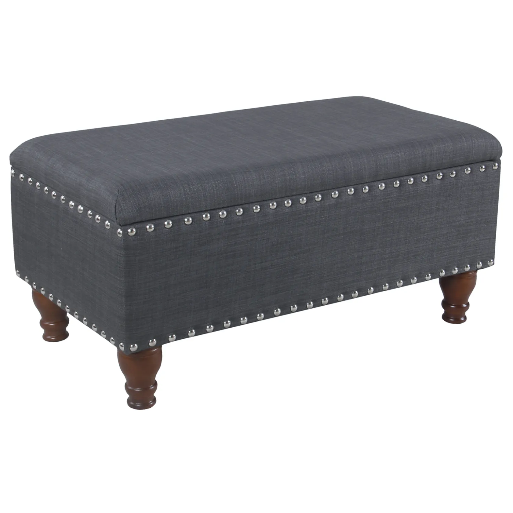 * Providence Jasmine Linen Storage Ottoman, Charcoal Grey Premium