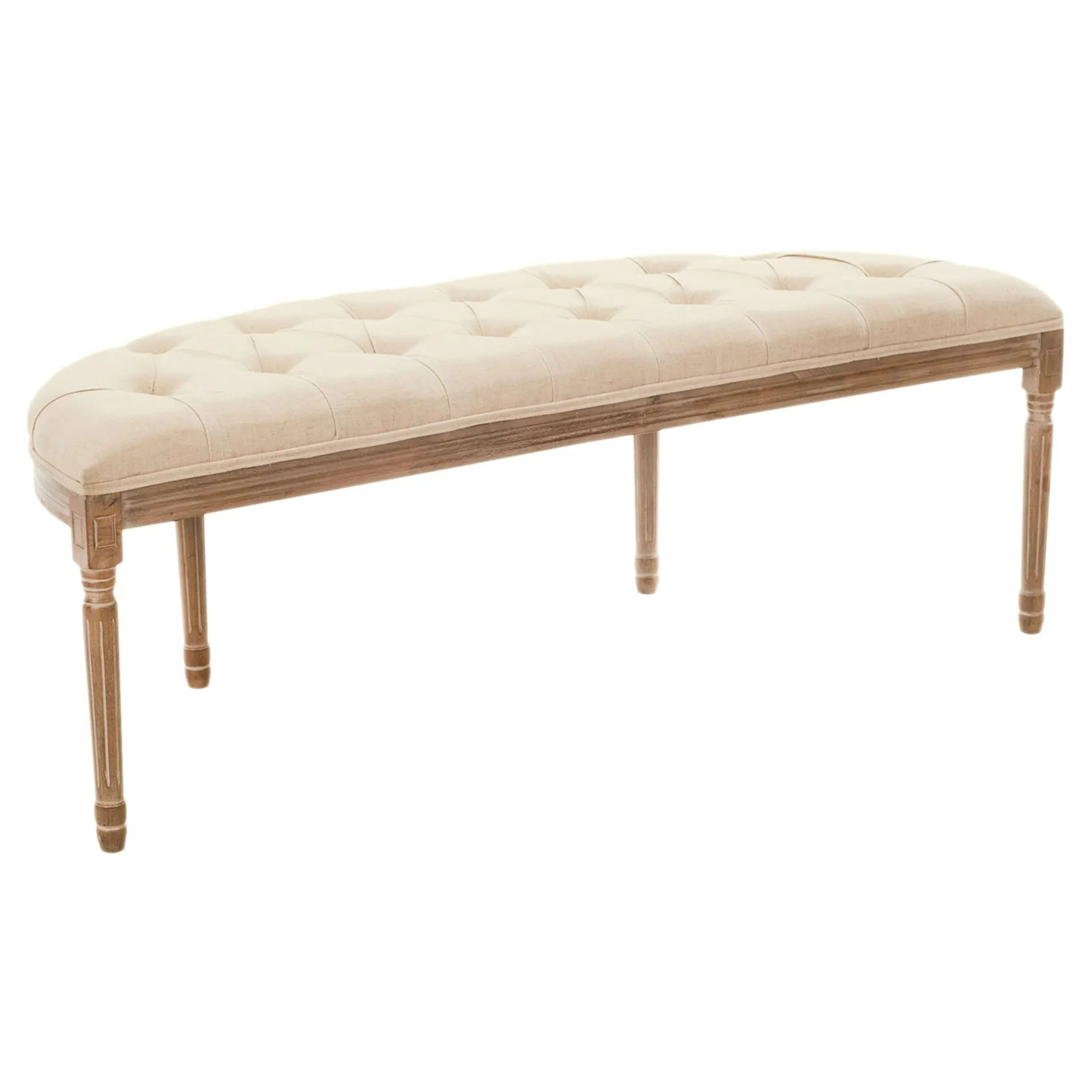 * Providence Lourdes Tufted Curved Bench, Neutral Clearance