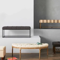 * Providence Lourdes Tufted Curved Bench, Neutral Clearance