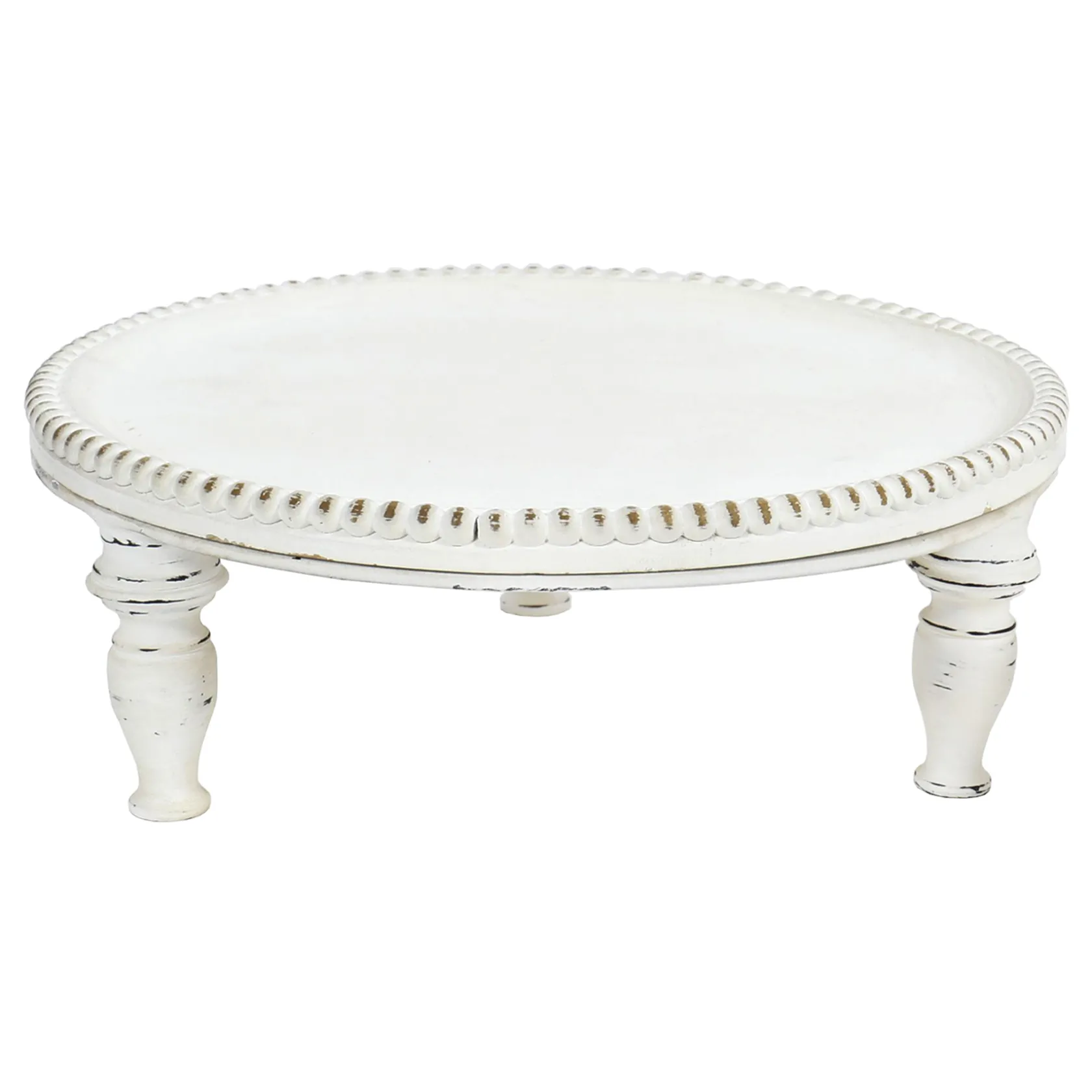 * Providence White Wood Beaded Plant Stand, 13.5 Gift Selection