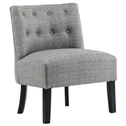 * Rich Dark Grey Tufted Armless Accent Chair With Performance Fabric Opening Sales