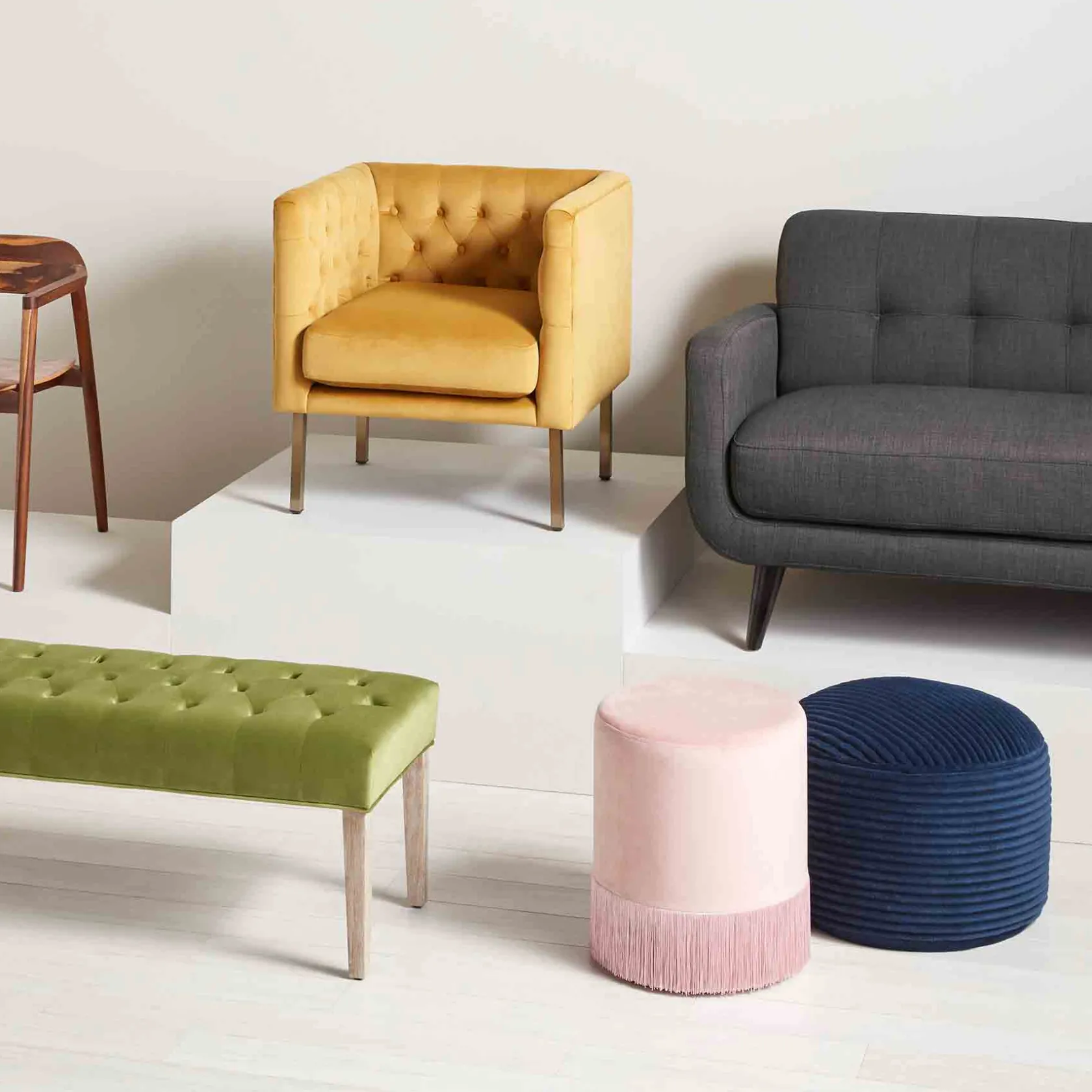 * Ridgecrest Navy Plush Pouf, 20 Promotion