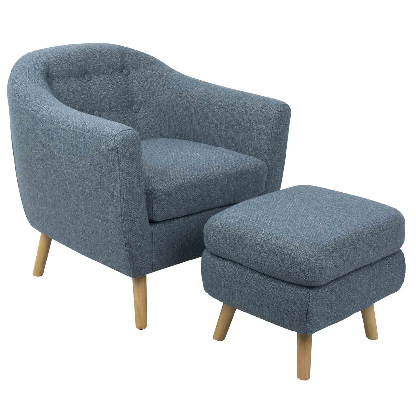 * Rockwell Accent Chair & Ottoman Set, Blue Bargain Sale
