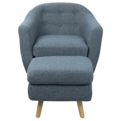 * Rockwell Accent Chair & Ottoman Set, Blue Bargain Sale