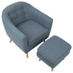 * Rockwell Accent Chair & Ottoman Set, Blue Bargain Sale