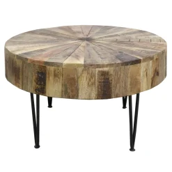 * Round Mango Wood Coffee Table With Metal Hairpin Legs Cheaper