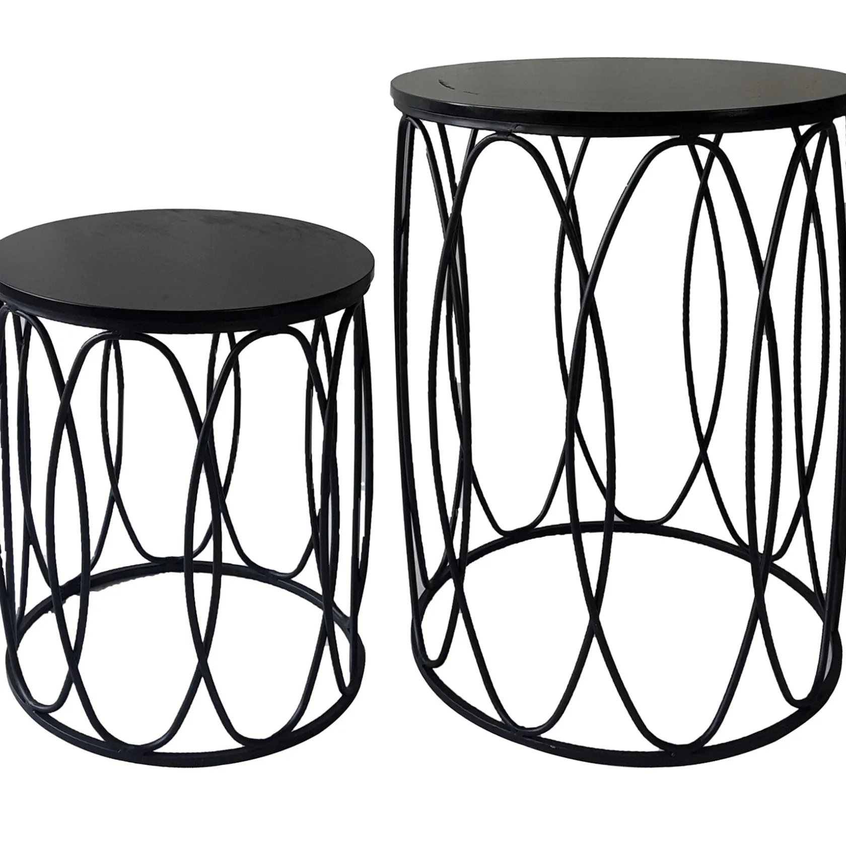 * Round Wood Top With Oval Metal Table, Small Promotion