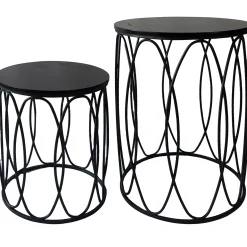 * Round Wood Top With Oval Metal Table, Large Online Discount