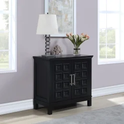 * Sadie 2-Drawer Geometric Cabinet, Black Outlet