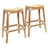 * Set Of 2 Indah Rattan Backless Barstool, Honey Bargain Sale