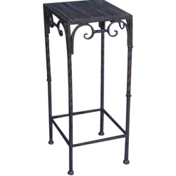 * Square Wood Top Plant Stand With Brown Twist Metal Leg, Large Discount Online