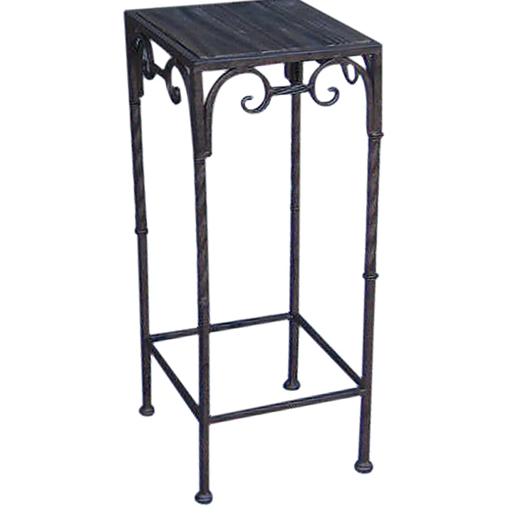* Square Wood Top Plant Stand With Brown Twist Metal Leg, Large Discount Online