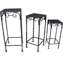 * Square Wood Top Plant Stand With Brown Twist Metal Leg, Large Discount Online