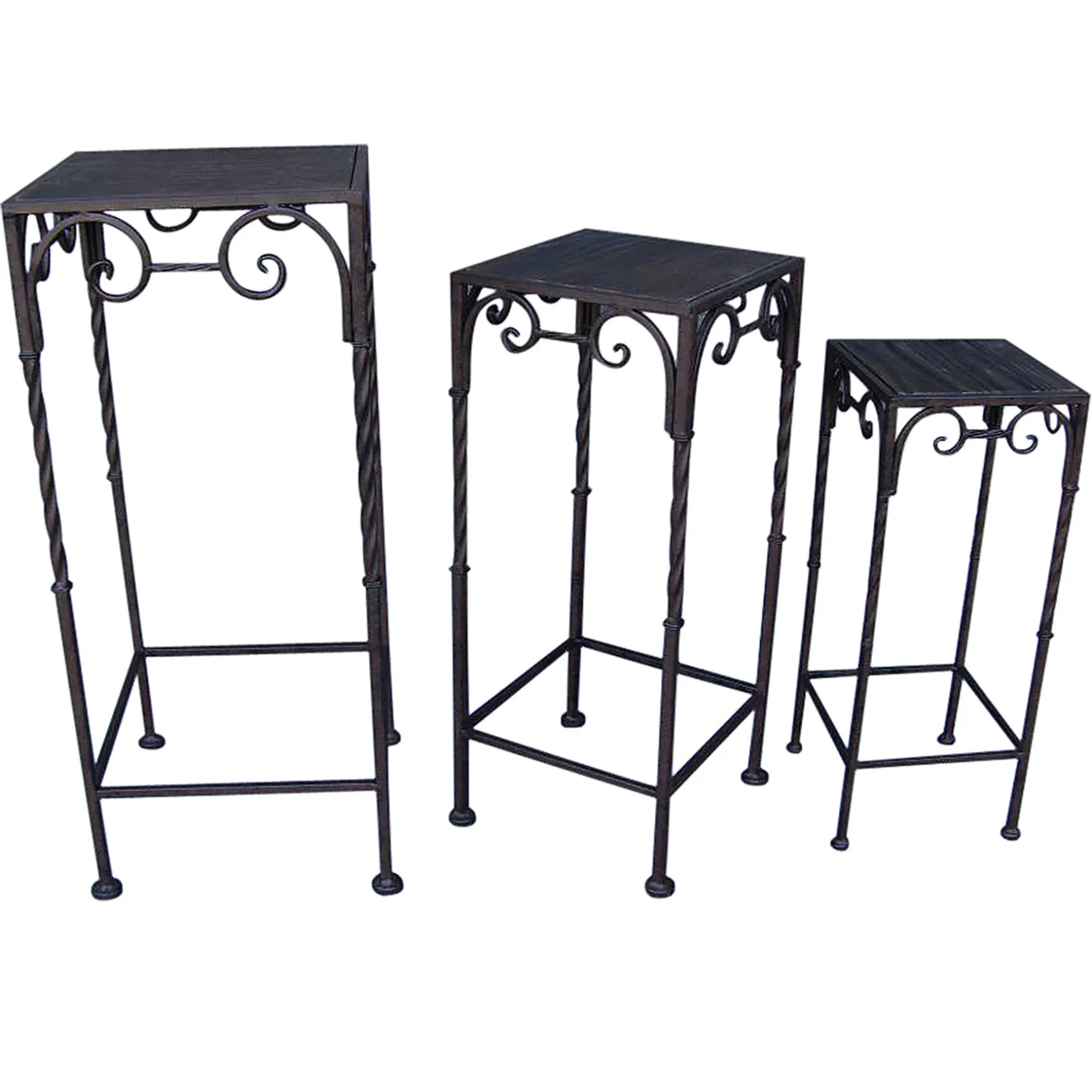 * Square Wood Top Plant Stand With Brown Twist Metal Leg, Large Discount Online