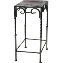 * Square Wood Top Plant Stand With Rustic Twist Metal Leg, Large Clearance