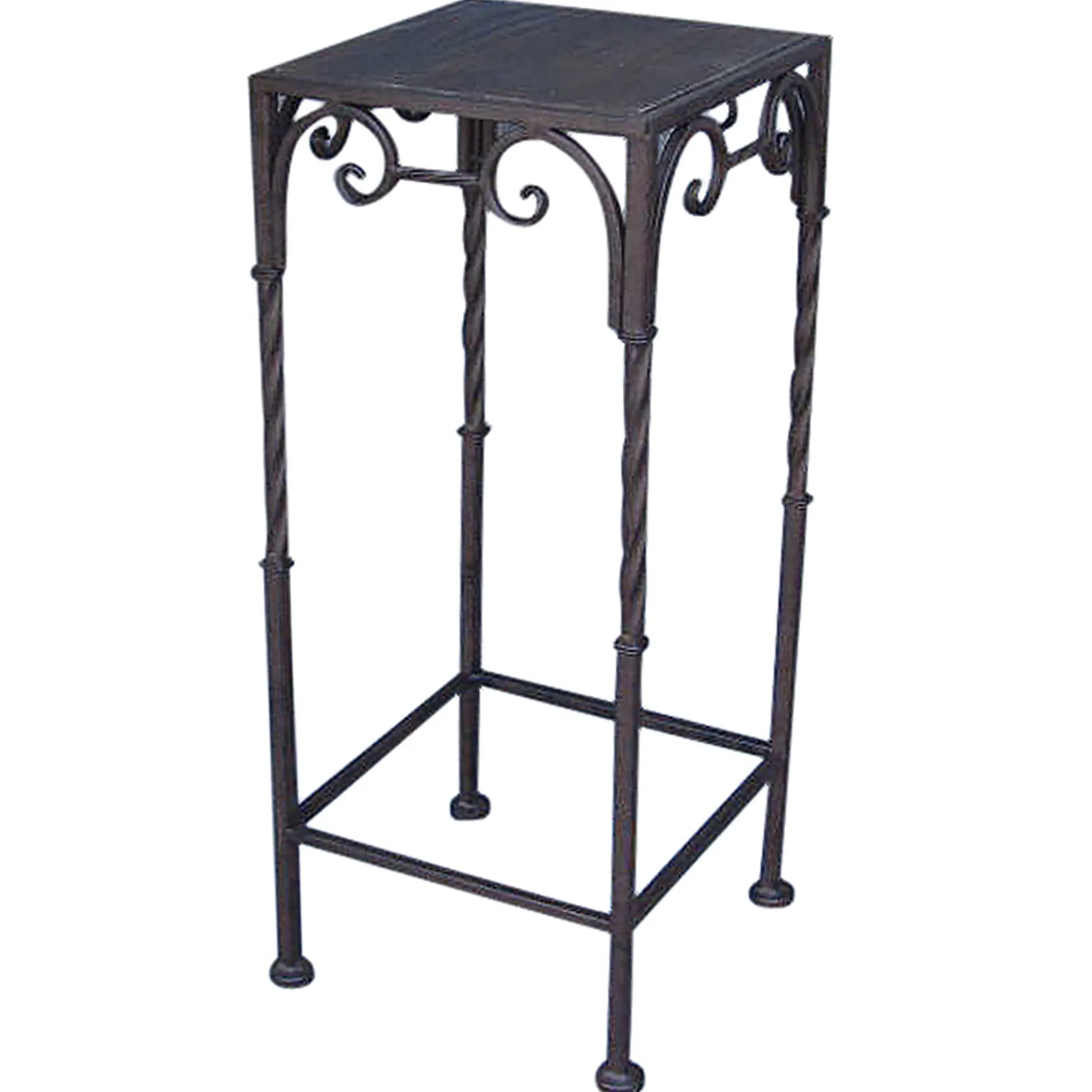 * Square Wood Top Plant Stand With Brown Twist Metal Leg, Medium Online Discount