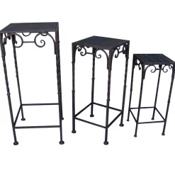 * Square Wood Top Plant Stand With Brown Twist Metal Leg, Medium Online Discount