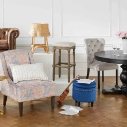 * Stanley Navy Storage Ottoman Premium