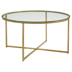 * Stella Round Glass Coffee Table Gold Exquisite Gifts