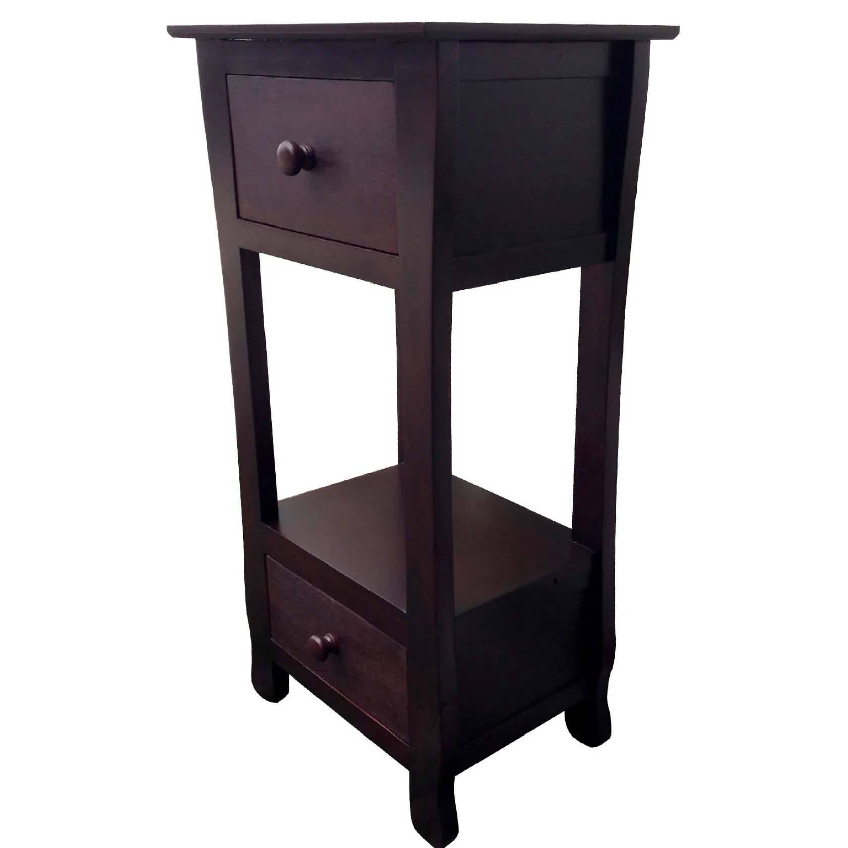 * Theodore 2-Drawer Thick Leg End Table, Brown Less Expensive