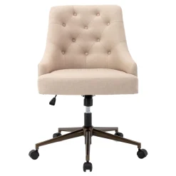 * Tufted Cream Adjustable Office Chair Promotion
