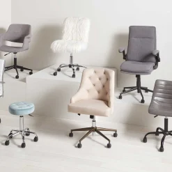 * Tufted Cream Adjustable Office Chair Promotion
