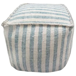 * Ty Pennington Lex Blue Striped Square Pouf, 16 Less Expensive