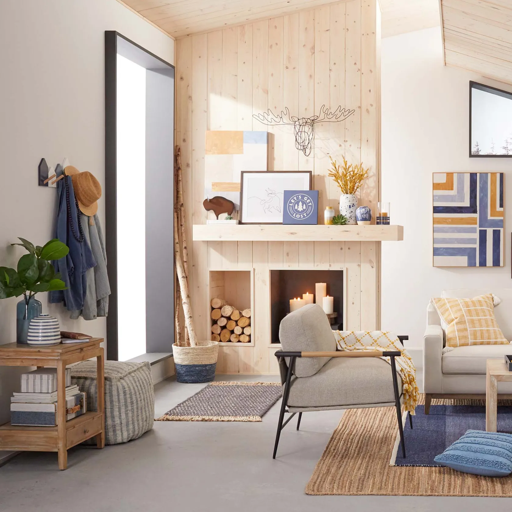 * Ty Pennington Lex Blue Striped Square Pouf, 16 Less Expensive