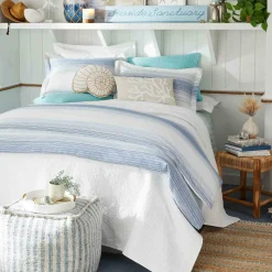 * Ty Pennington Lex Blue Striped Square Pouf, 16 Less Expensive