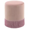 * Velvet Blush Round Ottoman With Fringe Featured