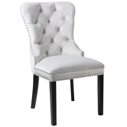 * Velvet Grey Tufted Ring Back Dining Chair Discount Online