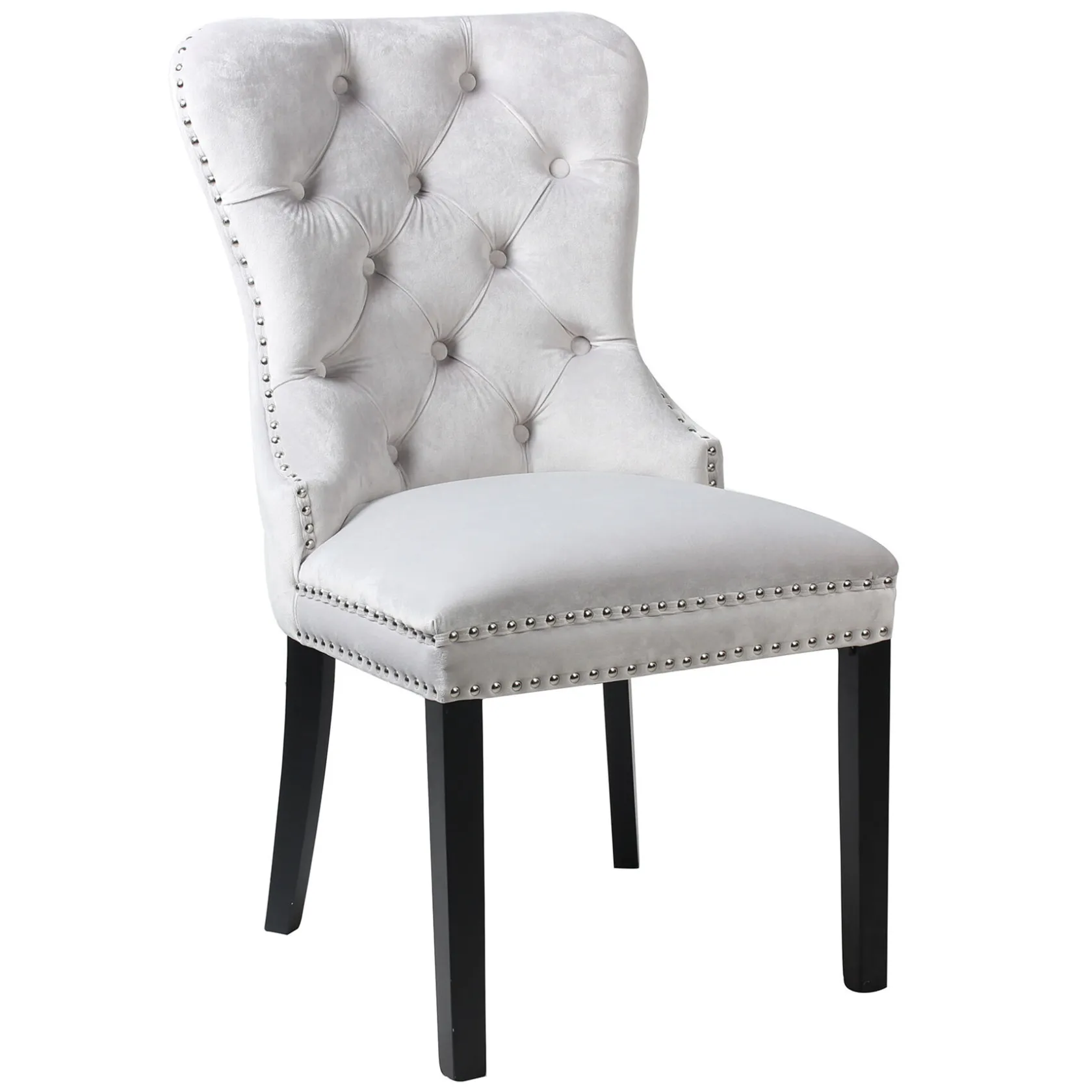 * Velvet Grey Tufted Ring Back Dining Chair Discount Online