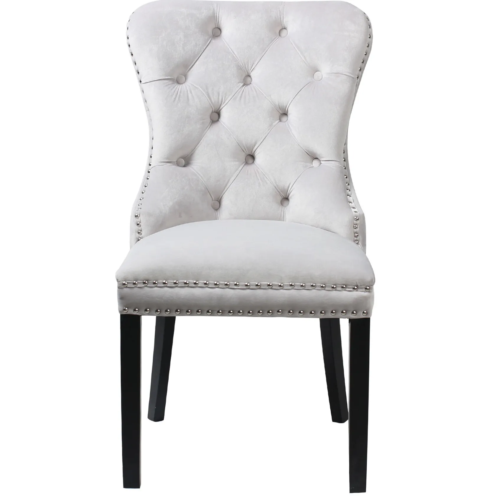 * Velvet Grey Tufted Ring Back Dining Chair Discount Online