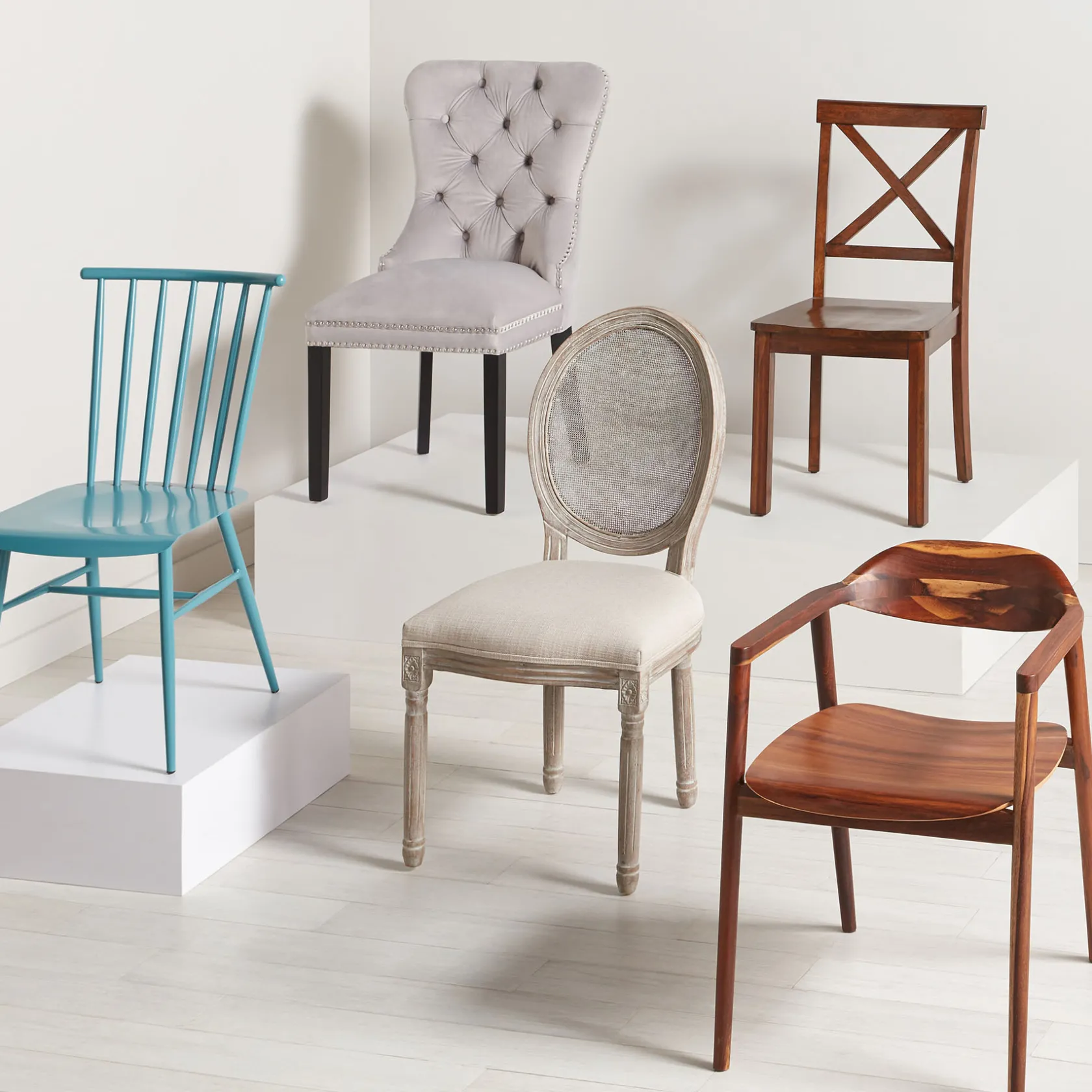 * Velvet Grey Tufted Ring Back Dining Chair Discount Online