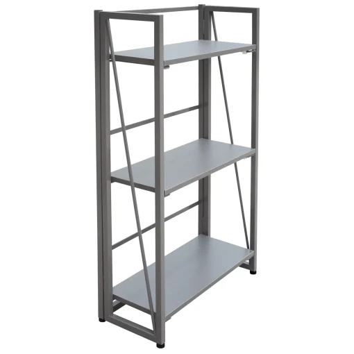 * Vienna 3-Tier Grey Folding Bookshelf Exquisite Gifts