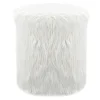 * White Faux Fur Round Ottoman Fashion