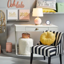 * White Faux Fur Round Ottoman Fashion