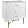* White/Gold 3-Drawer Cabinet Discount