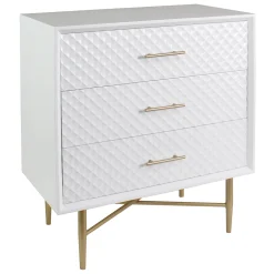 * White/Gold 3-Drawer Cabinet Discount