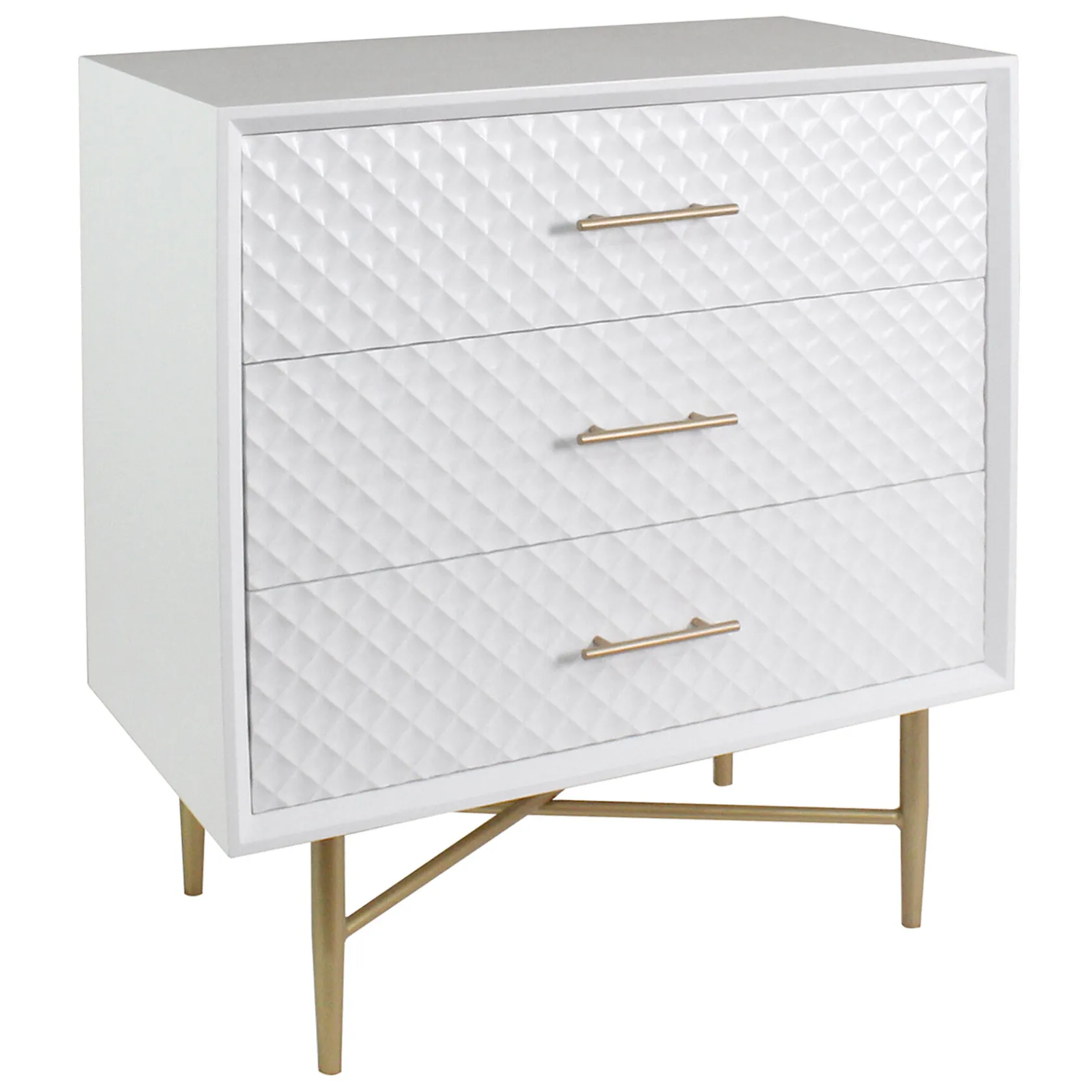 * White/Gold 3-Drawer Cabinet Discount