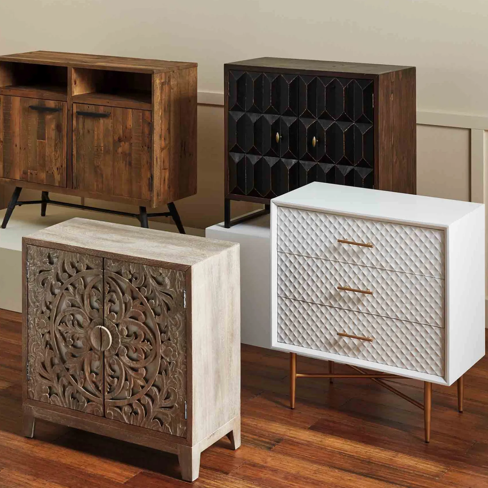 * White/Gold 3-Drawer Cabinet Discount